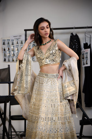 Lehenga Set for Indian Weddings – Gold Brocade by Twenty Nine