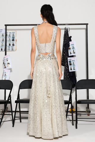 Lehenga Set for Indian Weddings – Silver Mirror Work by Twenty Nine