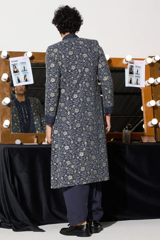 Kurta With Jacket for Indian Weddings – Gray Looshish Overlay by Twenty Nine