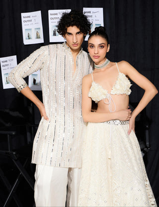 Kurta Set for Indian Weddings – Ivory Cowl by Twenty Nine