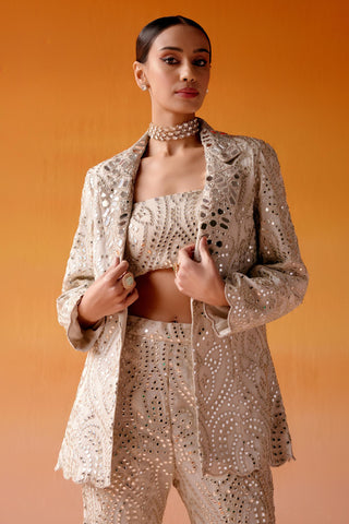 Aaina Jacket Set for Indian Wedding – Ivory Scallop Design by Twenty Nine