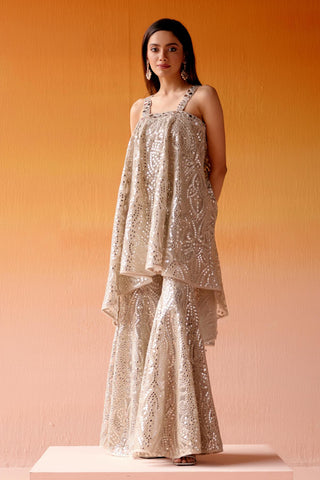 Aaina Cape Set for Indian Wedding – Silver Metallic Style by Twenty Nine