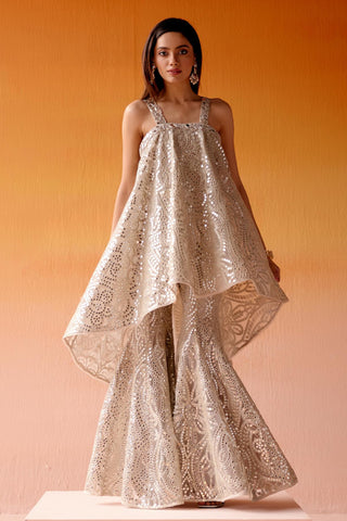 Aaina Cape Set for Indian Wedding – Silver Metallic Style by Twenty Nine