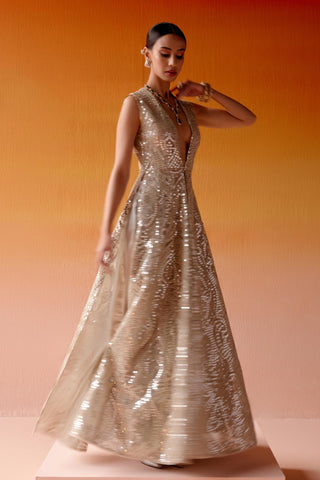 Aaina Jacket Set for Indian Wedding – Silver Metallic Style by Twenty Nine