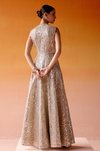 Aaina Jacket Set for Indian Wedding – Silver Metallic Style by Twenty Nine