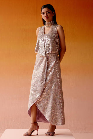 Aaina Skirt Set for Indian Wedding – Pink Overlap Ensemble by Twenty Nine