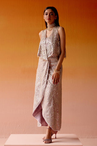 Aaina Skirt Set for Indian Wedding – Pink Overlap Ensemble by Twenty Nine