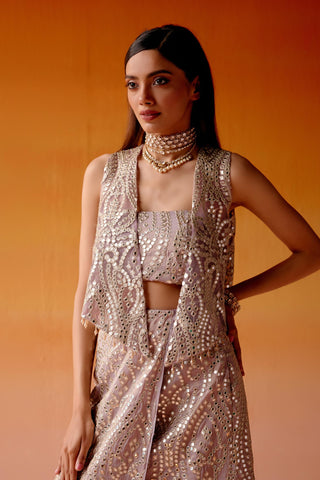 Aaina Skirt Set for Indian Wedding – Pink Overlap Ensemble by Twenty Nine