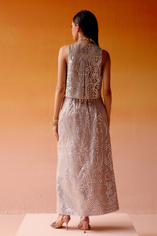 Aaina Skirt Set for Indian Wedding – Pink Overlap Ensemble by Twenty Nine