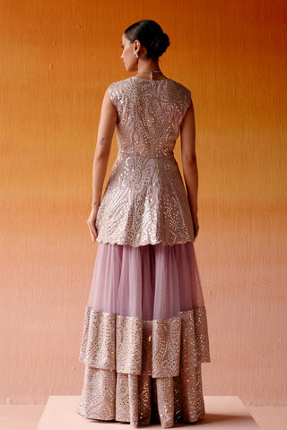 Aaina Sharara Set for Indian Wedding – Lilac Mirrorwork Style by Twenty Nine