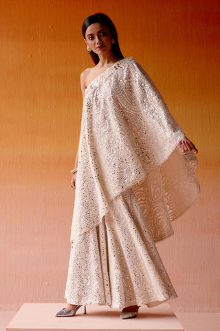 Aaina Sharara Set for Indian Wedding – Ivory Floral Style by Twenty Nine