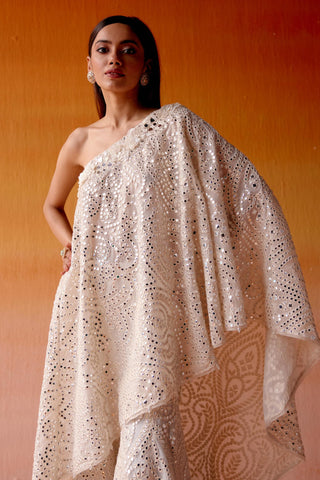 Aaina Sharara Set for Indian Wedding – Ivory Floral Style by Twenty Nine