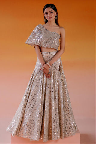 Aaina Lehenga Set for Indian Wedding – Metallic Kalidar Style by Twenty Nine