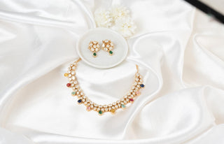 Necklace Set Multicolor Wear - Gold Rangeela Kundan Set by Putstyle