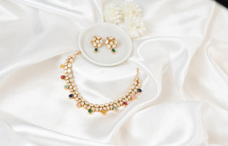 Necklace Set Multicolor Wear - Gold Rangeela Kundan Set by Putstyle