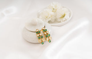 Earring Set Festive Wear - Green Nahida Kundan Earrings by Putstyle