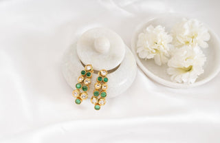 Earring Set Festive Wear - Green Nahida Kundan Earrings by Putstyle