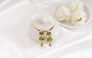 Earring Set Festive Wear - Green Nahida Kundan Earrings by Putstyle