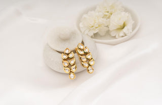Earring Set Bridal Wear - White Riaat Kundan Earrings by Putstyle