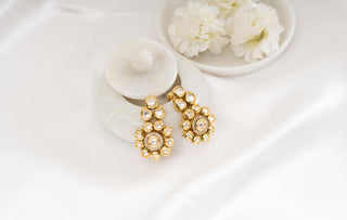 Earring Set Heritage Wear - White Feiyaz Kundan Earrings by Putstyle