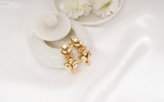 Earring Set Modern Wear - Peach Kundan Earrings by Putstyle