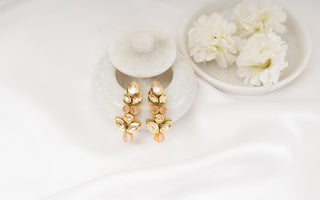 Earring Set Modern Wear - Peach Kundan Earrings by Putstyle