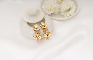 Earring Set Modern Wear - Peach Kundan Earrings by Putstyle