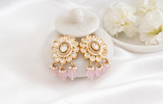 Earring Set Pastel Wear - Pink Pastel Polki Earrings by Putstyle