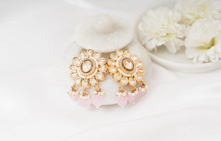 Earring Set Pastel Wear - Pink Pastel Polki Earrings by Putstyle