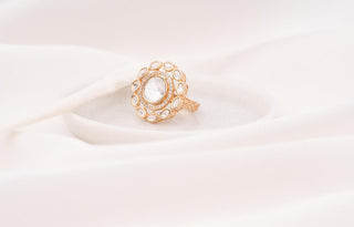Ring Luxury Wear - White Vrutika Polki Ring by Putstyle