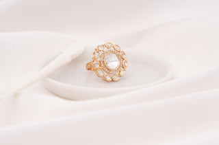 Ring Luxury Wear - White Vrutika Polki Ring by Putstyle