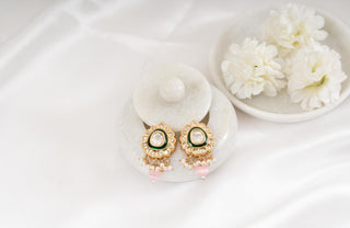Earring Set Luxury Wear - White Eva Polki Earrings by Putstyle
