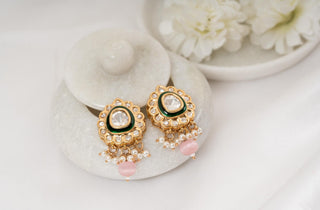 Earring Set Luxury Wear - White Eva Polki Earrings by Putstyle