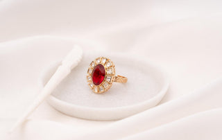 Ring Bridal Wear - White Azma Polki Ring by Putstyle