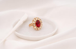 Ring Bridal Wear - White Azma Polki Ring by Putstyle