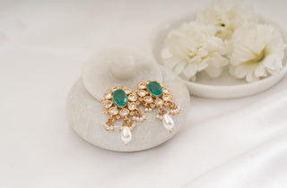 Earring Set Festive Wear - Green Vardha Polki Earrings by Putstyle