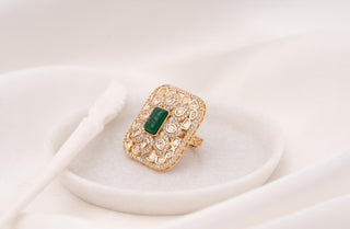 Ring Traditional Wear - White Ritvi Polki Ring by Putstyle