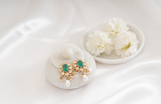 Earring Set Festive Wear - Green Vardha Polki Earrings by Putstyle