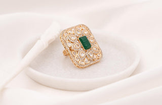 Ring Traditional Wear - White Ritvi Polki Ring by Putstyle