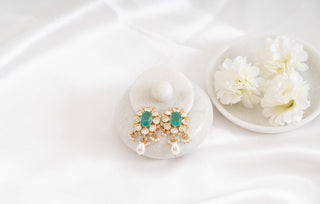 Earring Set Festive Wear - Green Vardha Polki Earrings by Putstyle