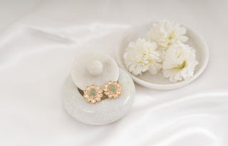 Stud Earring Set Luxury Wear - White Baharee Polki Studs by Putstyle