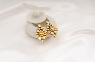 Earring Set Bridal Wear - White Babra Kundan Earrings by Putstyle