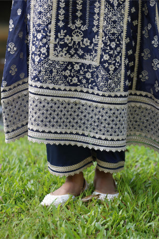 Blue katha anarkali set