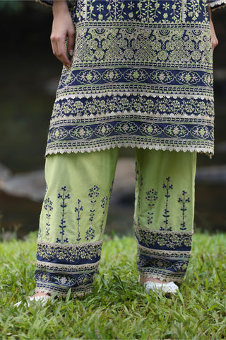Blue kali kurta set