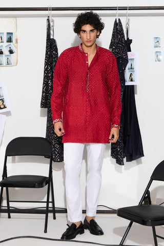 Kurta Set for Indian Weddings – Red Bandhani by Twenty Nine