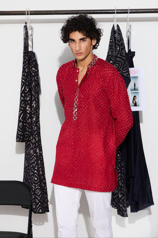Kurta Set for Indian Weddings – Red Bandhani by Twenty Nine