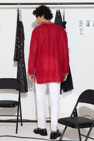 Kurta Set for Indian Weddings – Red Bandhani by Twenty Nine