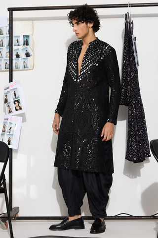 Sherwani for Indian Weddings – Black Mirrorwork by Twenty Nine