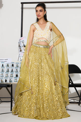 Lehenga Set for Indian Weddings – Yellow Lace Work by Twenty Nine