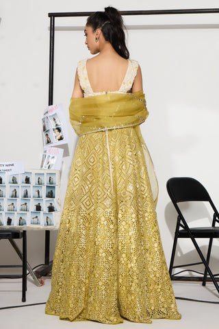 Lehenga Set for Indian Weddings – Yellow Lace Work by Twenty Nine